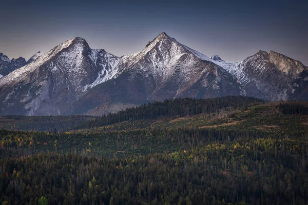 Χιονισμένες Κορυφές Των Belianske Tatras Πριν Την Ανατολή Σλοβακία — Φωτογραφία Αρχείου