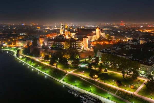 Вавельский Замок Ночью Краков Польша — стоковое фото