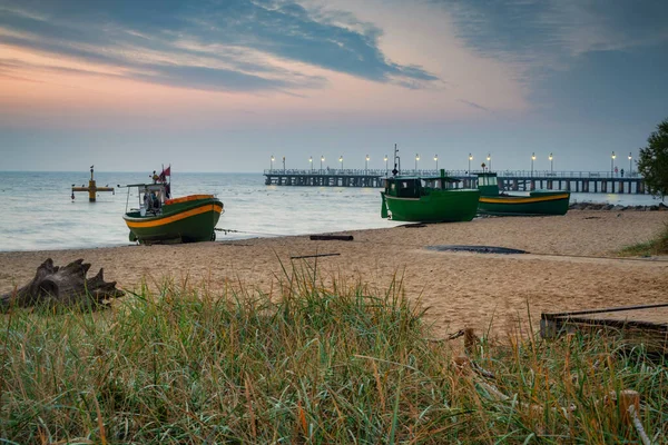 Playa Del Mar Báltico Gdynia Orlowo Amanecer Polonia — Foto de Stock