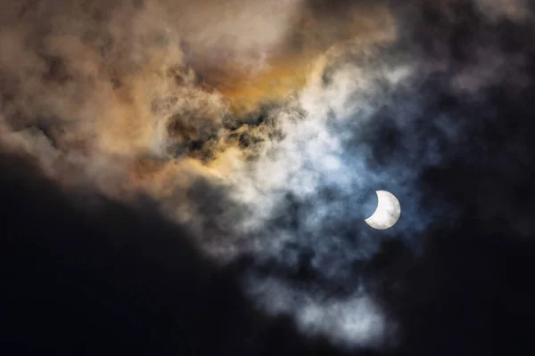 Eclissi Solare Parziale Vista Dalla Polonia Nell Ottobre 2022 — Foto Stock
