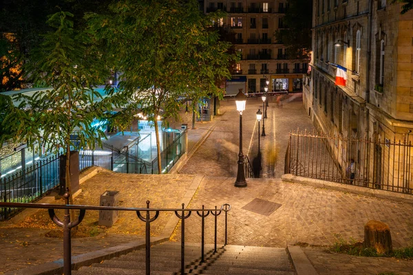 Amazing Streets Montmartre Quartier Paris Night France — Stock Photo, Image