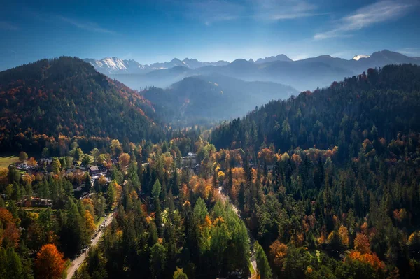 Vista Aérea Ciudad Zakopane Ubre Montañas Tatra Otoño Polonia —  Fotos de Stock