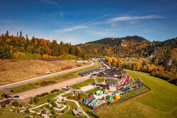 stock image Aerial view of the Podhale region in Poland at autumn.