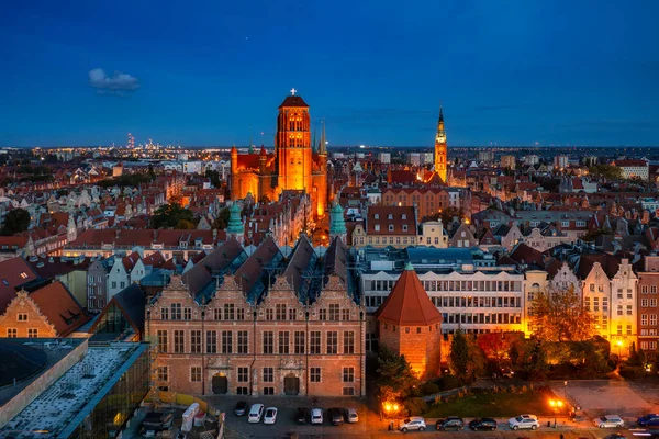 Головне Місто Гданськ Сутінках Польща — стокове фото