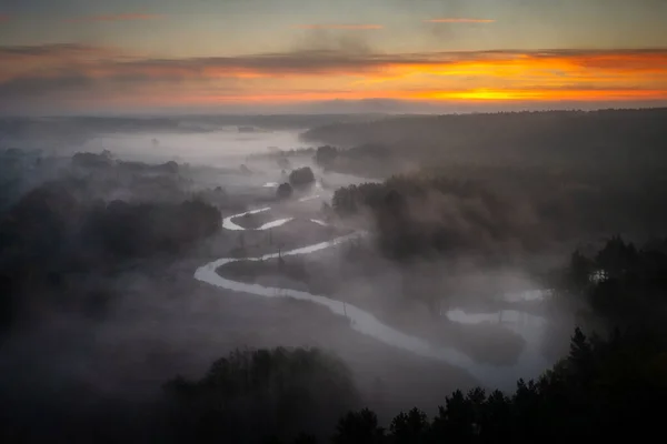 Radunia River Medeia Nascer Sol Kashubia Polónia — Fotografia de Stock