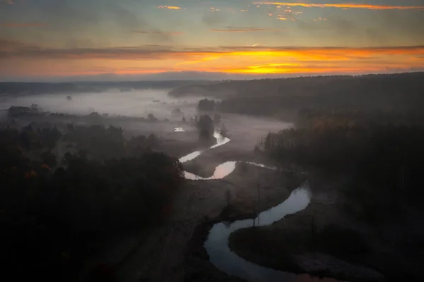 Radunia River Medeia Nascer Sol Kashubia Polónia — Fotografia de Stock