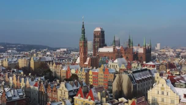 Gdańsk Polska Listopada 2022 Piękna Architektura Głównego Miasta Gdańska Śnieżnej — Wideo stockowe