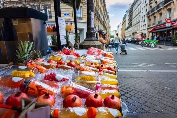Paris França Setembro 2022 Frutas Legumes Exposição Mercado Rua Paris — Fotografia de Stock