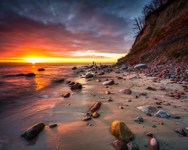 Paisagem Incrível Praia Orlowo Penhasco Nascer Sol Gdynia Polónia — Fotografia de Stock