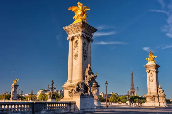 Vackra Pont Alexandre Iii Bron Över Floden Seine Paris Frankrike — Stockfoto