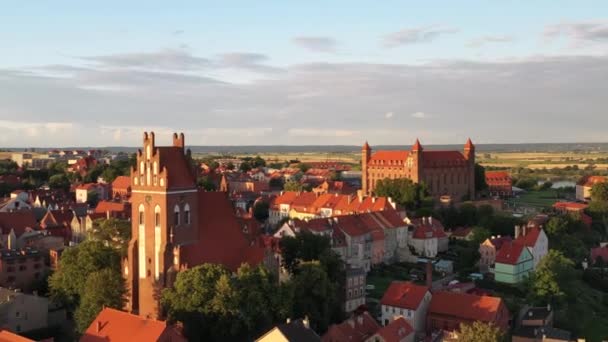 Gniew Town Teutonic Castle Light Setting Sun Poland — Video Stock