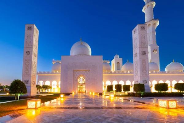 Grote Moskee Abu Dhabi Nachts Verenigde Arabische Emiraten — Stockfoto