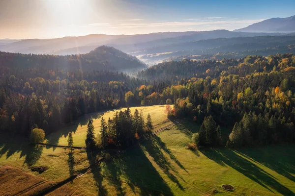 Cenário Outonal Sob Montanhas Tatra Lapszanka Polónia — Fotografia de Stock