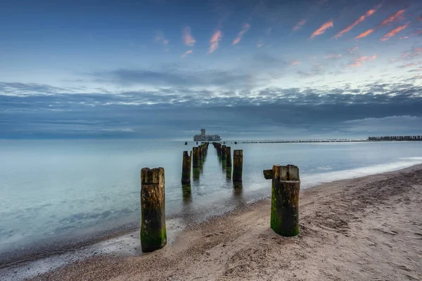 Salida Del Sol Sobre Playa Mar Báltico Babie Doly Gdynia — Foto de Stock