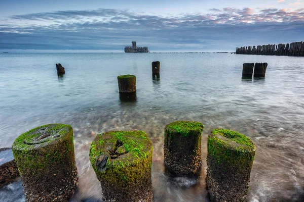 Zonsopgang Het Strand Aan Oostzee Babie Doly Gdynia Polen — Stockfoto