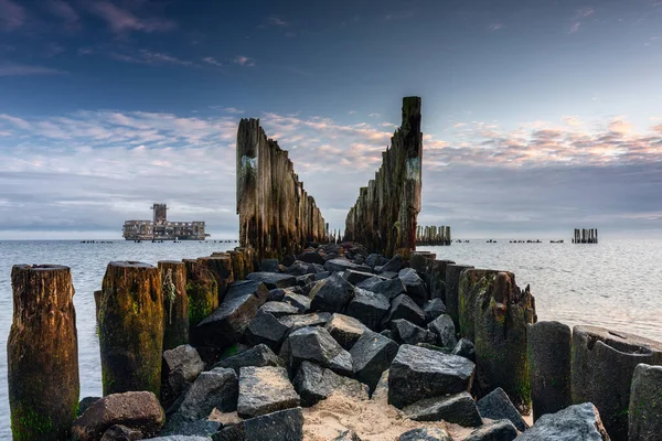 Salida Del Sol Sobre Playa Mar Báltico Babie Doly Gdynia — Foto de Stock