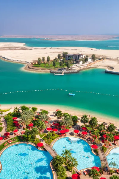 Piękna Plaża Nad Zatoką Perską Abu Zabi Zjednoczone Emiraty Arabskie — Zdjęcie stockowe