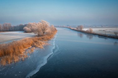 Vistula Fens, Polonya 'nın donmuş manzarası