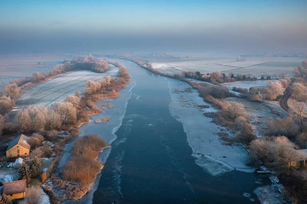 Paesaggio Congelato Vistola Fens Polonia — Foto Stock