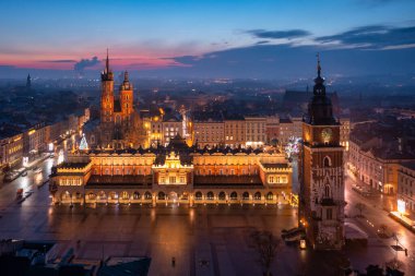 Old town of Krakow with amazing architecture at dawn, Poland.