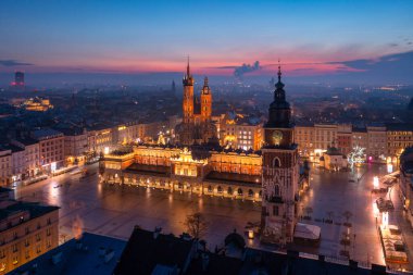 Old town of Krakow with amazing architecture at dawn, Poland.