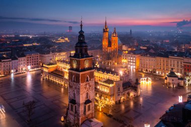 Old town of Krakow with amazing architecture at dawn, Poland.