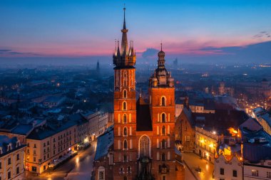 Old town of Krakow with amazing architecture at dawn, Poland.