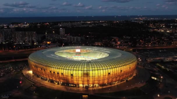 Gdansk Poland August 2022 Aerial Landscape Amber Shape Stadium Baltic — Wideo stockowe