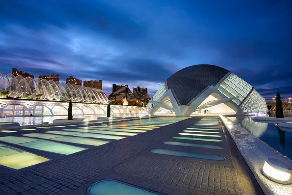 stock image Valencia, Spain - January 20, 2023: The Hemisferic Planetarium in the City of Arts and Sciences at dusk in Valencia. Spain