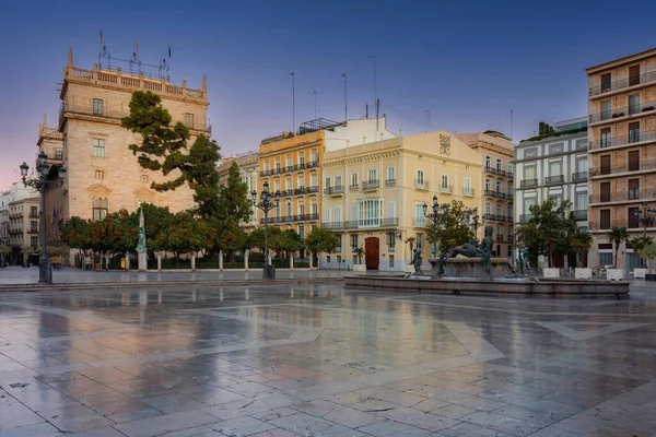 Placa Verge Square Amazing Architecture Valencia Dawn Spain — Stock Photo, Image