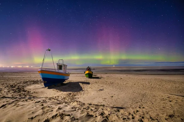 Polarlicht Über Der Ostsee Polen Jantar — Stockfoto