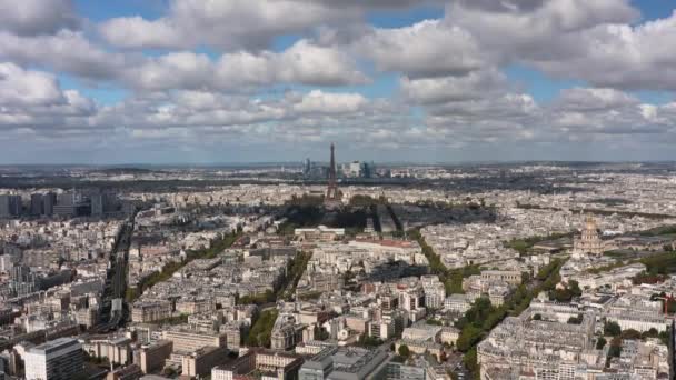 Πανόραμα Της Πόλης Του Παρισιού Τον Πύργο Του Άιφελ Καλοκαίρι — Αρχείο Βίντεο