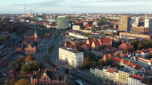 Gdansk Polonia Octubre 2022 Vista Aérea Ciudad Principal Gdansk Con — Vídeo de stock