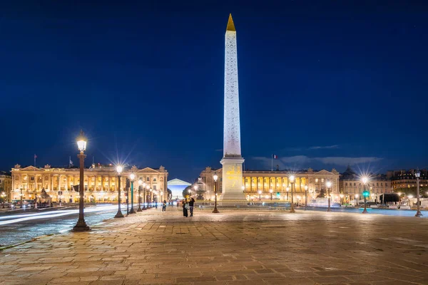 Luxor Obelisk Place Concorde Soumraku Paříži Francie — Stock fotografie
