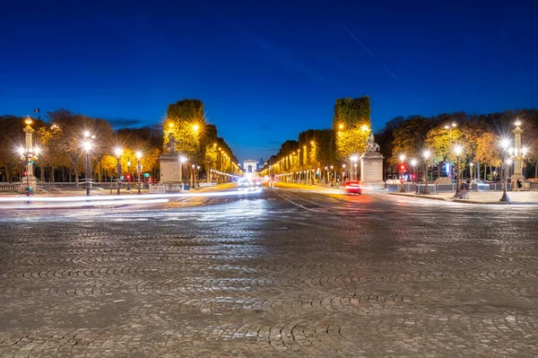Avenue Des Champs Elysees Arc Triomphe Dusk Paris France — Stock Photo, Image
