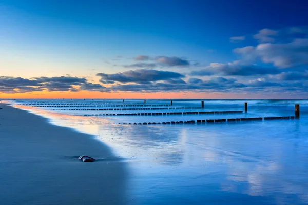 Vacker Strand Vid Östersjön Hel Halvön Vid Solnedgången Polen — Stockfoto