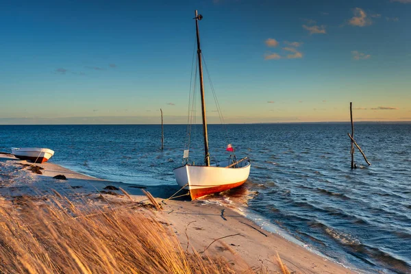 Bela Praia Báltico Pôr Sol Kuznica Península Hel Polónia — Fotografia de Stock