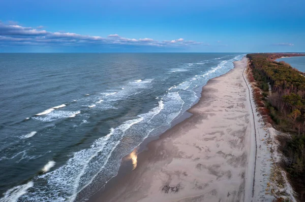 Bela Praia Báltico Pôr Sol Kuznica Península Hel Polónia — Fotografia de Stock