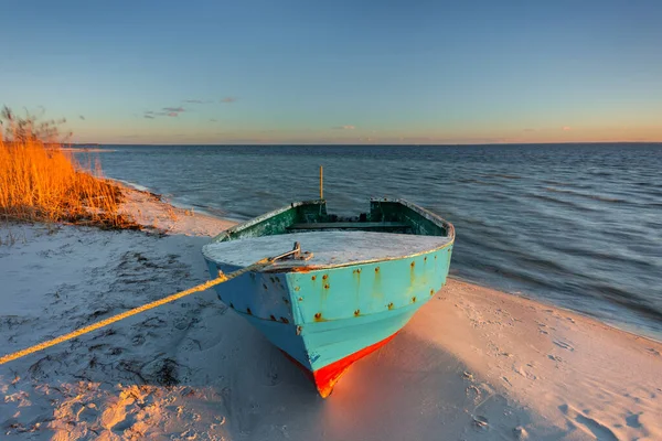 Όμορφη Παραλία Της Βαλτικής Κατά Ηλιοβασίλεμα Στην Kuznica Χερσόνησος Hel — Φωτογραφία Αρχείου