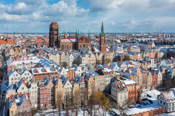 stock image Beautiful scenery of the Main Town in Gdansk at snowy winter, Poland