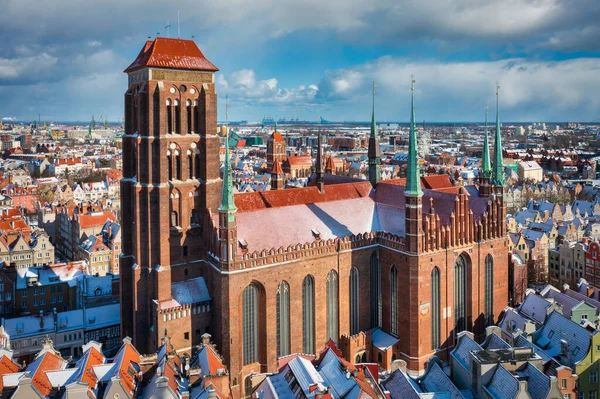 Bela Paisagem Cidade Principal Gdansk Inverno Nevado Polônia — Fotografia de Stock