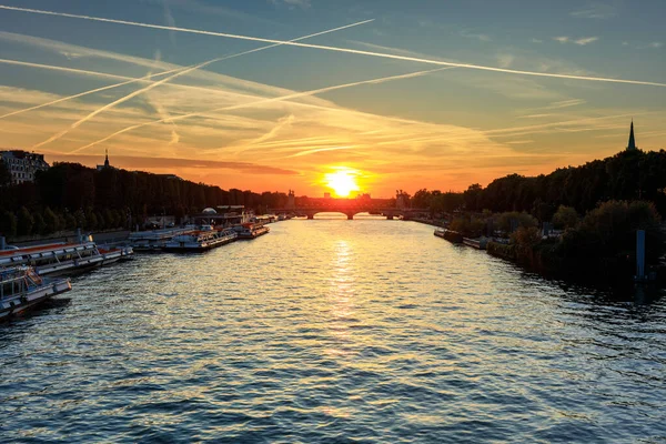 Gyönyörű Napkelte Szajna Felett Párizs Franciaország — Stock Fotó