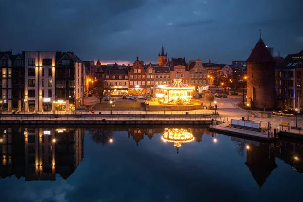 Старе Місто Гданську Біля Річки Мотлава Сутінках Польща — стокове фото