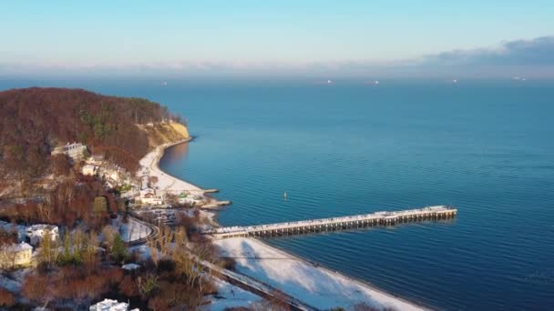 Prachtig Landschap Met Baltische Klif Gdynia Orlowo Winterlandschap Polen — Stockvideo