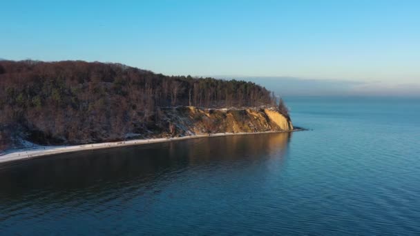 Piękny Krajobraz Klifem Bałtyckim Gdyni Orłowo Zimowej Scenerii Polska — Wideo stockowe