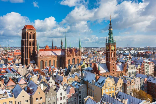 Krásná Scenérie Hlavního Města Gdaňsku Zasněžené Zimě Polsko — Stock fotografie