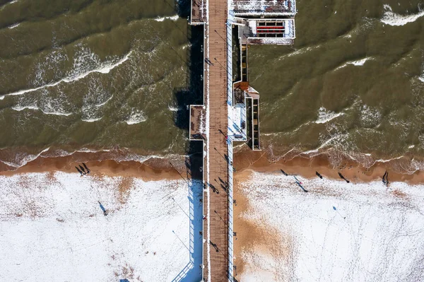 Gedreht Von Der Spitze Der Ostsee Mit Schnee Strand Von — Stockfoto