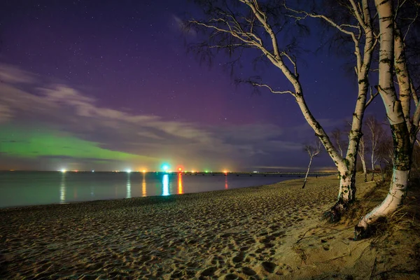 Amazing Aurora Baltic Sea Gdansk Poland — Stock Photo, Image