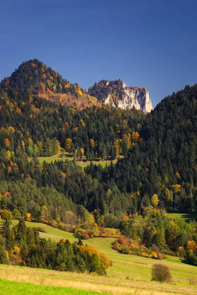 Podzimní Krajina Pieninských Hor Vrcholem Tři Koruny Polsko — Stock fotografie