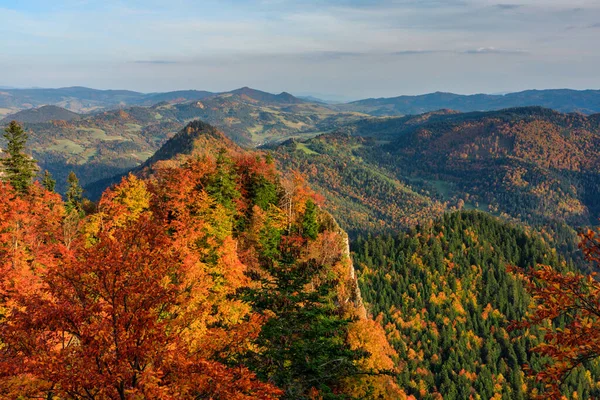Podzimní Krajina Pieninských Hor Polsko — Stock fotografie